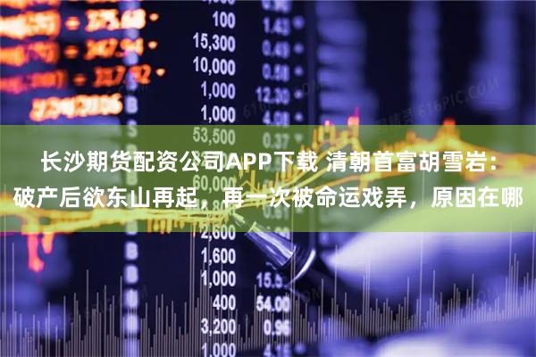 长沙期货配资公司APP下载 清朝首富胡雪岩：破产后欲东山再起，再一次被命运戏弄，原因在哪